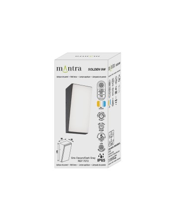 SOLDEN * APLIQUE EXTERIOR VERT. GRIS OSCURO  LED IP65 - 9W - 3000K